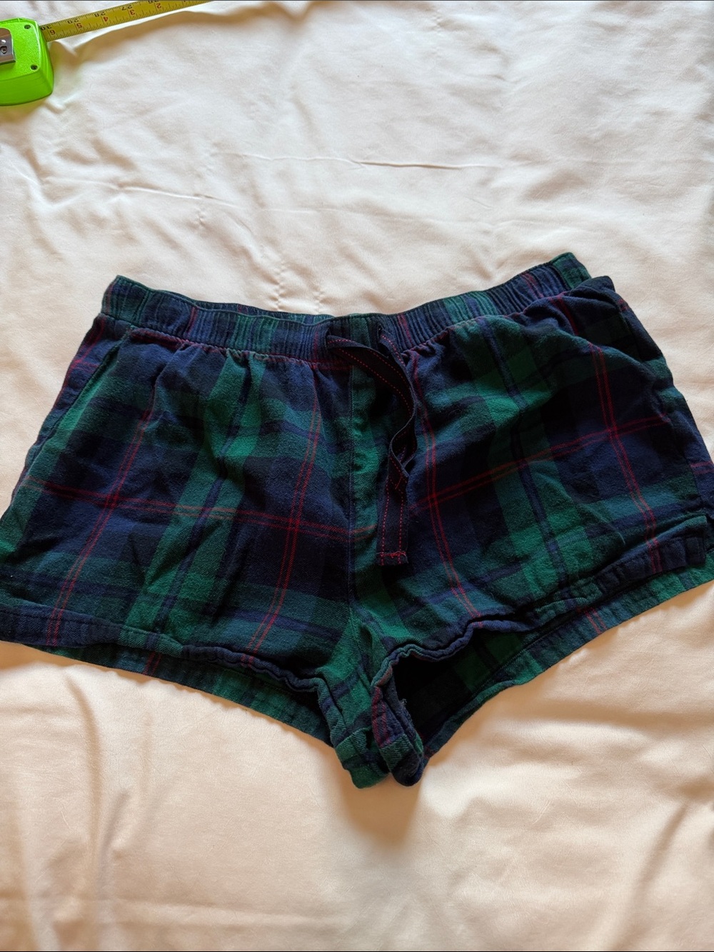Old Navy Green and Navy Plaid Sleep Shorts